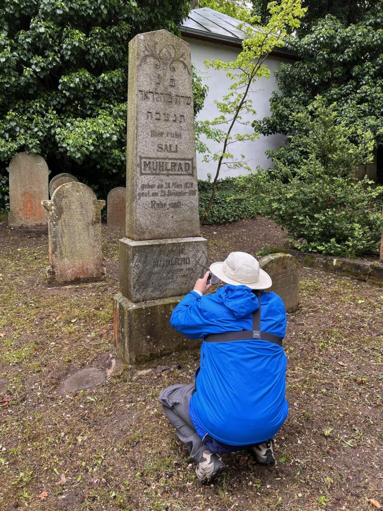 Paul photographing the tombstone of his great great grandparents